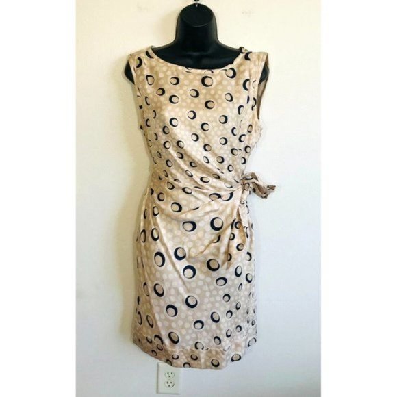 Diane Von Furstenberg Silk New Della Ruched Tie Waist Dress Retro Beige Dot, 6 - Picture 5 of 16